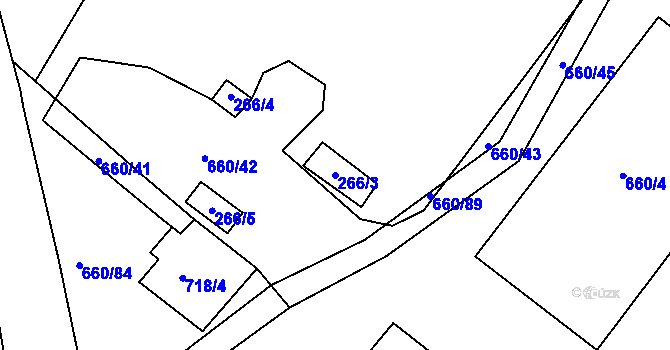 Parcela st. 266/3 v KÚ Blatnice, Katastrální mapa