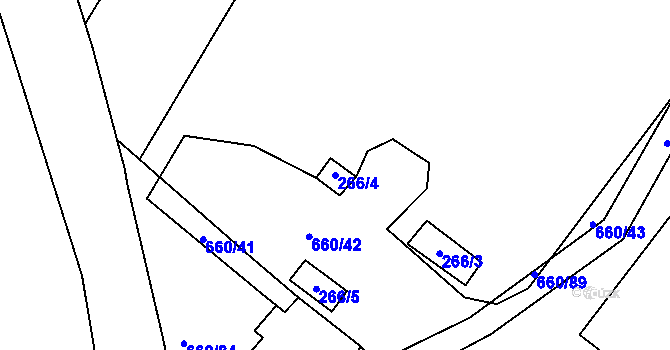 Parcela st. 266/4 v KÚ Blatnice, Katastrální mapa