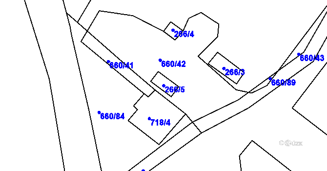 Parcela st. 266/5 v KÚ Blatnice, Katastrální mapa