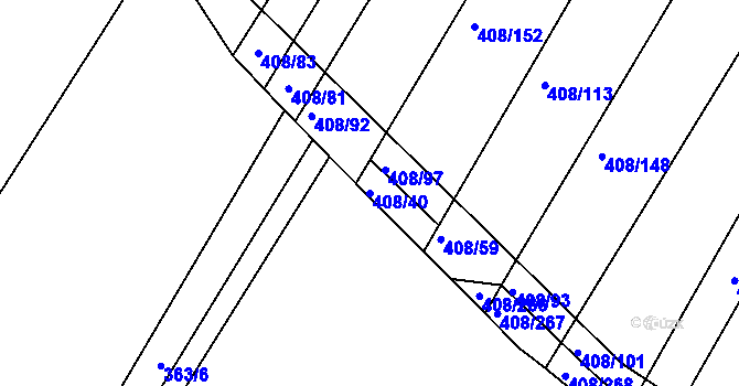 Parcela st. 408/40 v KÚ Blatnice, Katastrální mapa