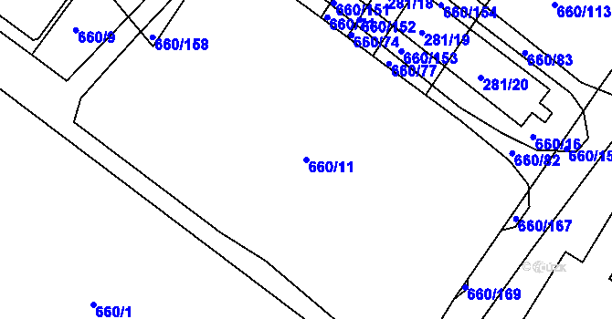 Parcela st. 660/11 v KÚ Blatnice, Katastrální mapa