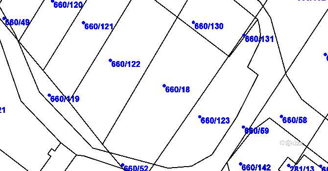 Parcela st. 660/18 v KÚ Blatnice, Katastrální mapa