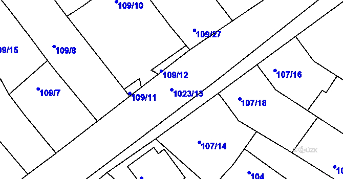 Parcela st. 1023/13 v KÚ Blatnice, Katastrální mapa