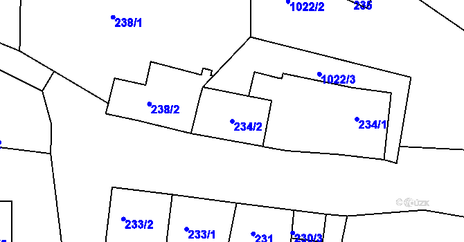 Parcela st. 234/2 v KÚ Blatnice, Katastrální mapa