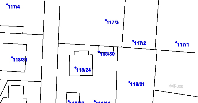 Parcela st. 118/30 v KÚ Blatnice, Katastrální mapa