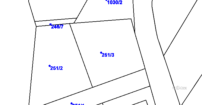 Parcela st. 251/3 v KÚ Blatnice, Katastrální mapa