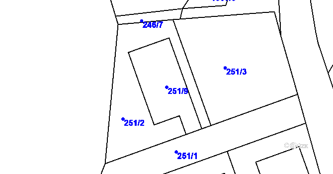 Parcela st. 251/9 v KÚ Blatnice, Katastrální mapa
