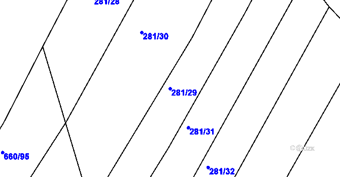 Parcela st. 281/29 v KÚ Blatnice, Katastrální mapa