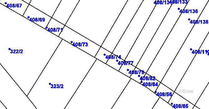 Parcela st. 408/74 v KÚ Blatnice, Katastrální mapa