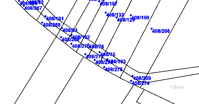 Parcela st. 408/75 v KÚ Blatnice, Katastrální mapa