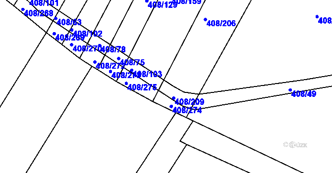 Parcela st. 408/76 v KÚ Blatnice, Katastrální mapa