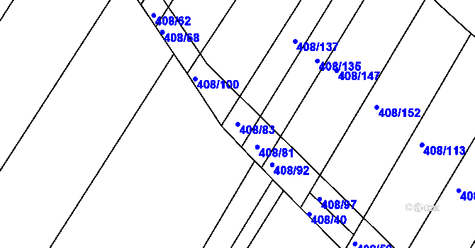 Parcela st. 408/83 v KÚ Blatnice, Katastrální mapa