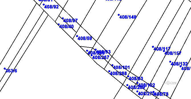 Parcela st. 408/93 v KÚ Blatnice, Katastrální mapa