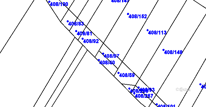 Parcela st. 408/97 v KÚ Blatnice, Katastrální mapa