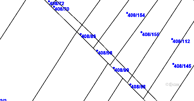 Parcela st. 408/98 v KÚ Blatnice, Katastrální mapa