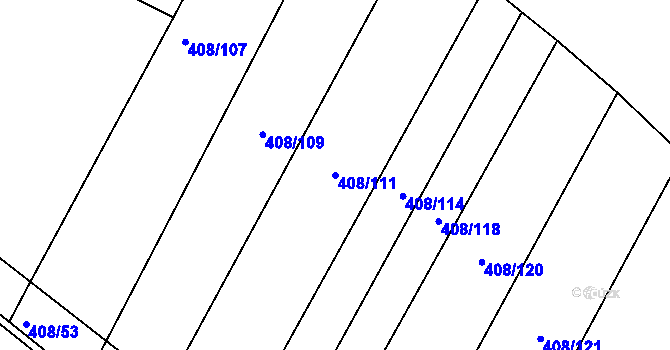 Parcela st. 408/111 v KÚ Blatnice, Katastrální mapa