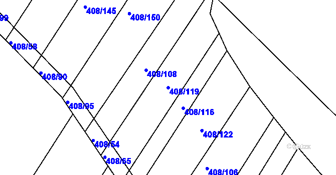 Parcela st. 408/119 v KÚ Blatnice, Katastrální mapa