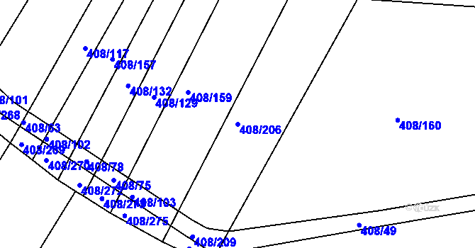 Parcela st. 408/206 v KÚ Blatnice, Katastrální mapa