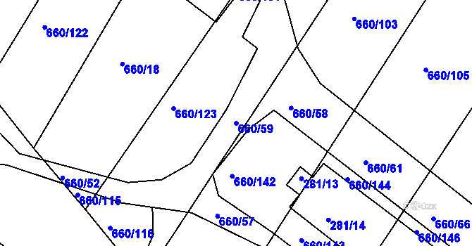 Parcela st. 660/59 v KÚ Blatnice, Katastrální mapa