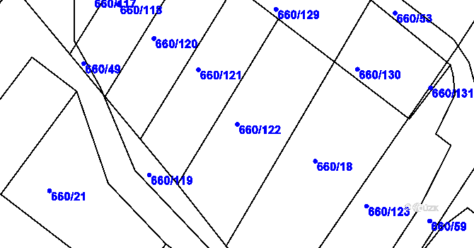 Parcela st. 660/122 v KÚ Blatnice, Katastrální mapa