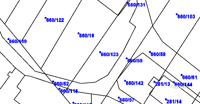 Parcela st. 660/123 v KÚ Blatnice, Katastrální mapa