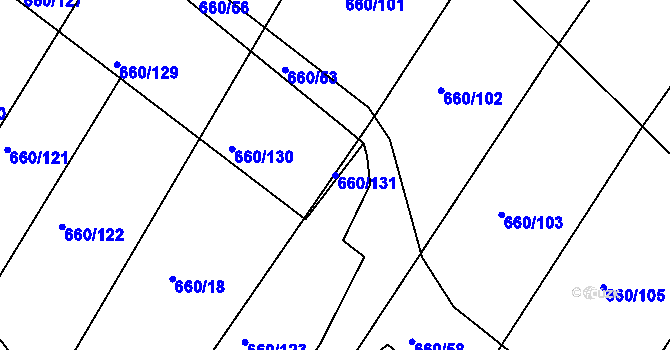 Parcela st. 660/131 v KÚ Blatnice, Katastrální mapa