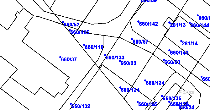 Parcela st. 660/133 v KÚ Blatnice, Katastrální mapa
