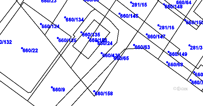 Parcela st. 660/136 v KÚ Blatnice, Katastrální mapa