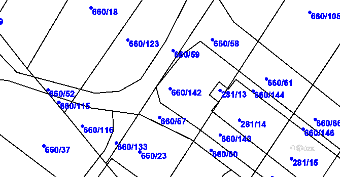 Parcela st. 660/142 v KÚ Blatnice, Katastrální mapa