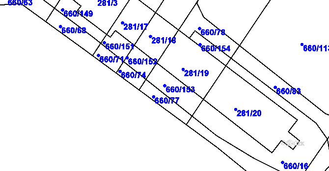 Parcela st. 660/153 v KÚ Blatnice, Katastrální mapa