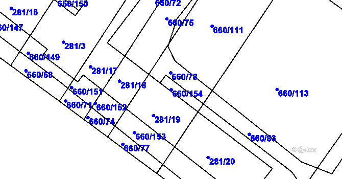 Parcela st. 660/154 v KÚ Blatnice, Katastrální mapa