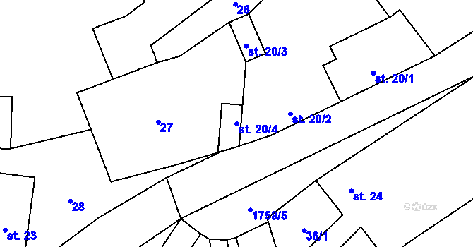 Parcela st. 20/4 v KÚ Ohrazenice na Moravě, Katastrální mapa