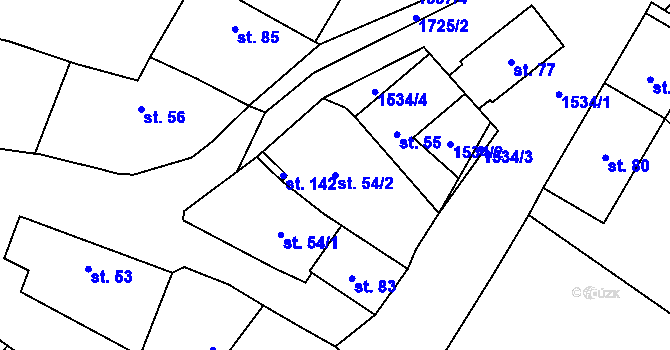 Parcela st. 54/2 v KÚ Ohrazenice na Moravě, Katastrální mapa