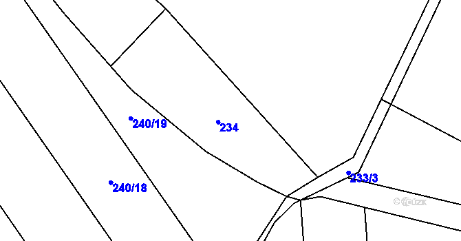 Parcela st. 233 v KÚ Ohrazenice na Moravě, Katastrální mapa