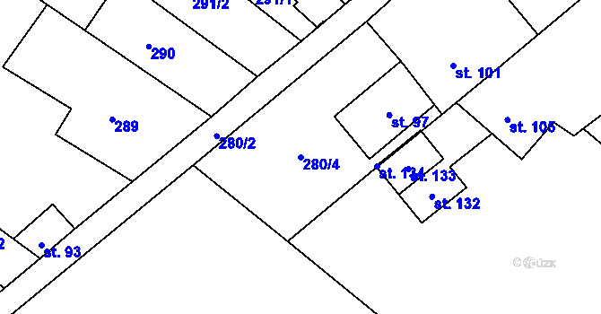 Parcela st. 280/4 v KÚ Ohrazenice na Moravě, Katastrální mapa