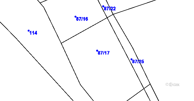 Parcela st. 87/17 v KÚ Ohrazenice na Moravě, Katastrální mapa