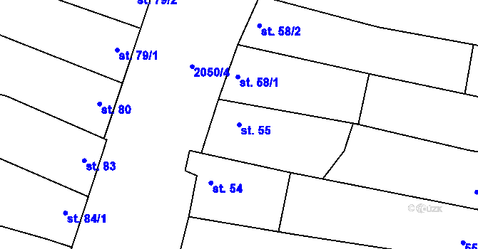 Parcela st. 55 v KÚ Blatnička, Katastrální mapa