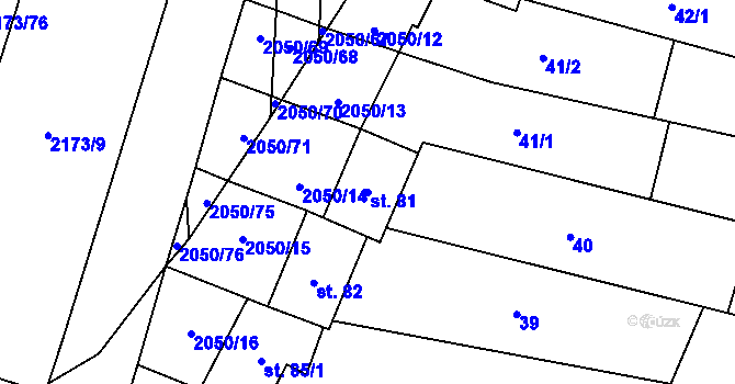 Parcela st. 81 v KÚ Blatnička, Katastrální mapa