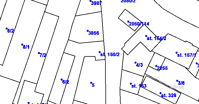 Parcela st. 150/2 v KÚ Blatnička, Katastrální mapa