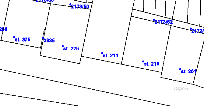 Parcela st. 211 v KÚ Blatnička, Katastrální mapa