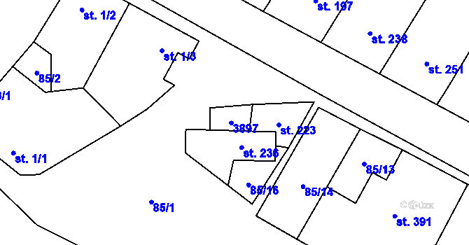 Parcela st. 231 v KÚ Blatnička, Katastrální mapa