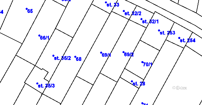 Parcela st. 69/1 v KÚ Blatnička, Katastrální mapa