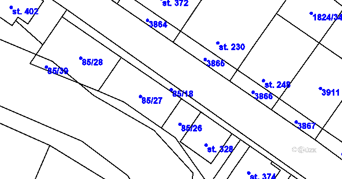 Parcela st. 85/18 v KÚ Blatnička, Katastrální mapa