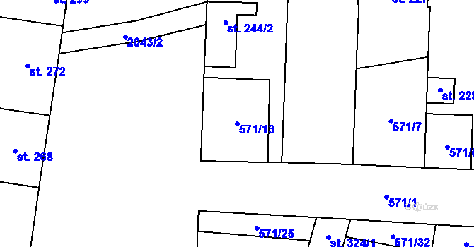 Parcela st. 571/13 v KÚ Blatnička, Katastrální mapa