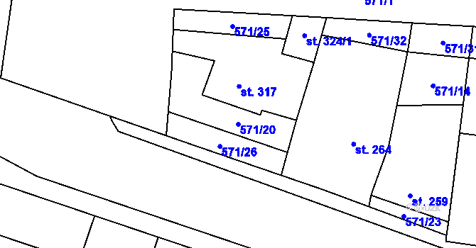 Parcela st. 571/20 v KÚ Blatnička, Katastrální mapa