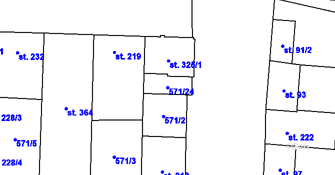 Parcela st. 571/24 v KÚ Blatnička, Katastrální mapa
