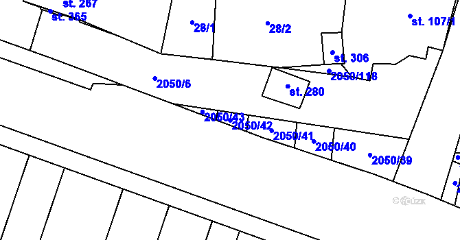 Parcela st. 2050/42 v KÚ Blatnička, Katastrální mapa