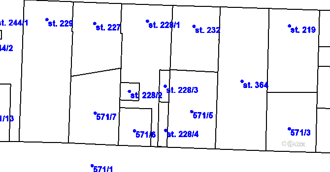 Parcela st. 228/3 v KÚ Blatnička, Katastrální mapa
