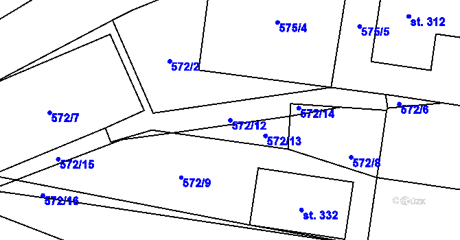 Parcela st. 572/12 v KÚ Blatnička, Katastrální mapa