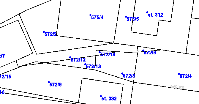 Parcela st. 572/14 v KÚ Blatnička, Katastrální mapa